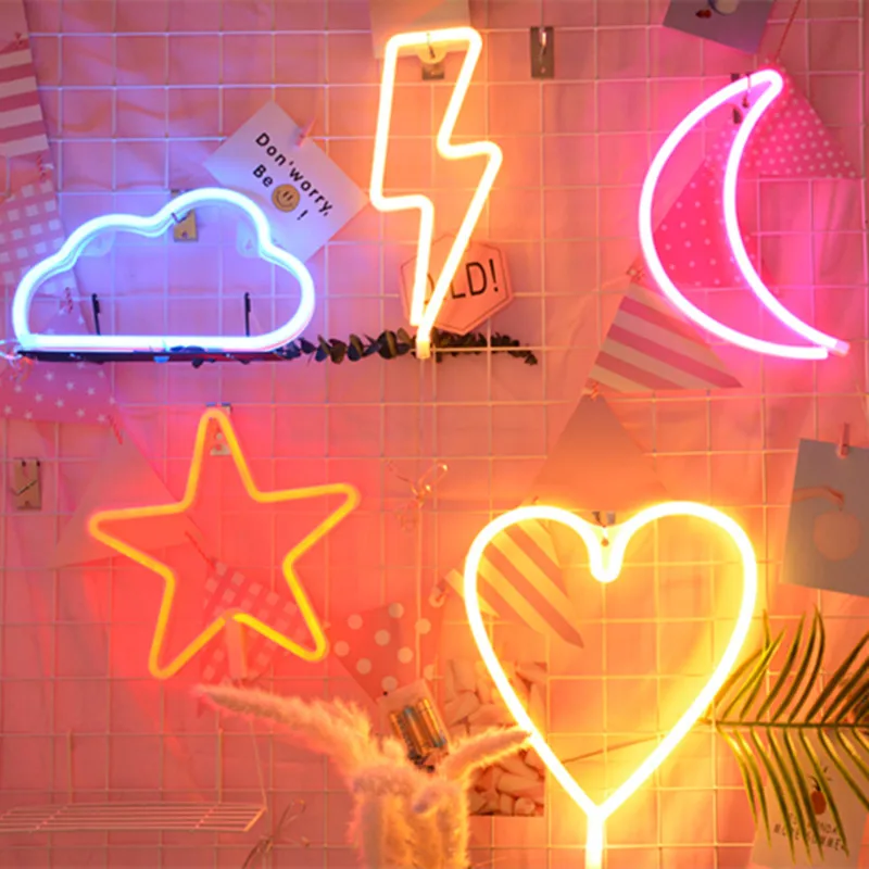LED Night Light Neon Lamp Heart Moon Star Cloud lightning Simple Cute Pattern Birthday Wedding Party Bedroom Wall Hanging Decor
LED Night Light Neon Lamp Heart Moon Star Cloud lightning Simple Cute Pattern Birthday Wedding Party Bedroom Wall Hanging Decor