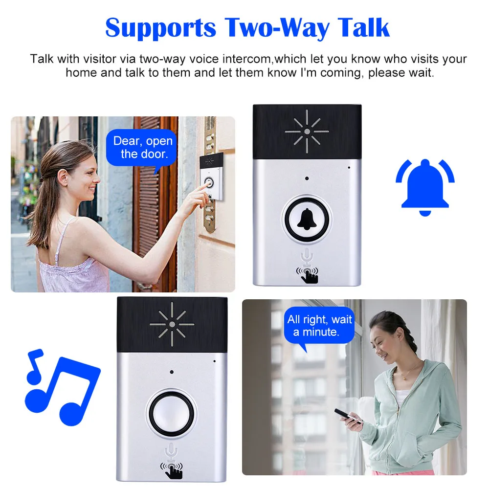 Wireless Voice Intercom Doorbell 2-way Talk Monitor with 1*Outdoor Unit Button 1* Indoor Receiver Smart Home Security Door Bell
Wireless Voice Intercom Doorbell 2-way Talk Monitor with 1*Outdoor Unit Button 1* Indoor Receiver Smart Home Security Door Bell