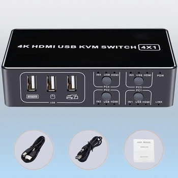 4K Ultra HD Computer Sharing Professional 4 Port For Mouse Keyboard USB HDMI KVM Switcher Hub Aluminum Alloy For Scanner Stable
4K Ultra HD Computer Sharing Professional 4 Port For Mouse Keyboard USB HDMI KVM Switcher Hub Aluminum Alloy For Scanner Stable