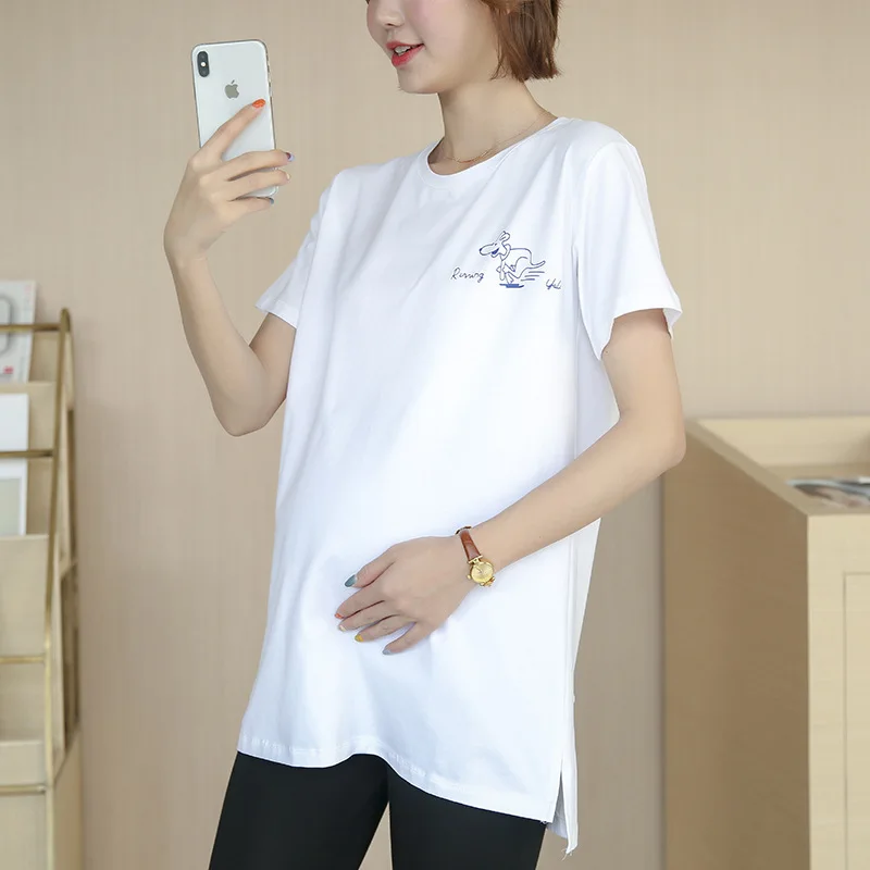 Pregnant WOMEN'S T-shirt Summer New Style Korean-style Fashion Mid-length Long Sleeve Tops Loose And Plus-sized Maternity Clothe
Pregnant WOMEN'S T-shirt Summer New Style Korean-style Fashion Mid-length Long Sleeve Tops Loose And Plus-sized Maternity Clothe