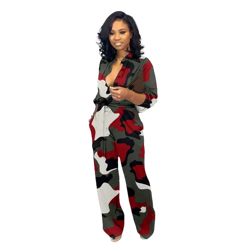 Spring Autumn Casual Female Rompers Women V Neck Long Sleeve Long Jumpsuits Print Pockets High Waist Camouflage Playsuit
Spring Autumn Casual Female Rompers Women V Neck Long Sleeve Long Jumpsuits Print Pockets High Waist Camouflage Playsuit