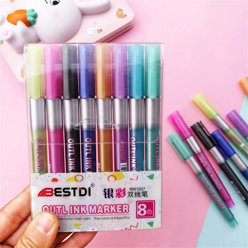 8pcs/set Colorful Double Line Pen Highlighter Fluorescent Marker Candy Color Student Multicolor Hand Note Pen For School Poster
8pcs/set Colorful Double Line Pen Highlighter Fluorescent Marker Candy Color Student Multicolor Hand Note Pen For School Poster