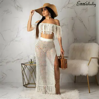 Meihuida Women Fishnet Cover up Suits See-through Hollow Off Shoulder Sleeveless Tassel Crop Top Skirts Sets Bathing Suit
Meihuida Women Fishnet Cover up Suits See-through Hollow Off Shoulder Sleeveless Tassel Crop Top Skirts Sets Bathing Suit