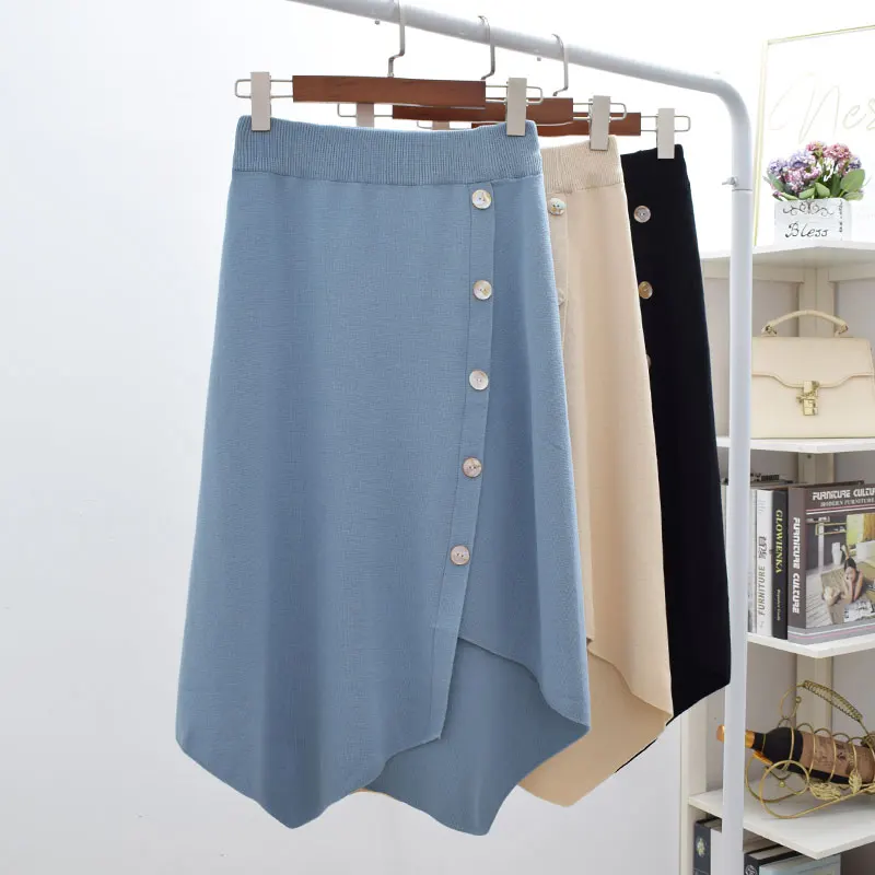 Vintage Ladies Button Autumn Winter Knit Irregular Midi Long Skirt Asymmetrical Women Mid-Calf High Waist Casual Falda Skirts
Vintage Ladies Button Autumn Winter Knit Irregular Midi Long Skirt Asymmetrical Women Mid-Calf High Waist Casual Falda Skirts