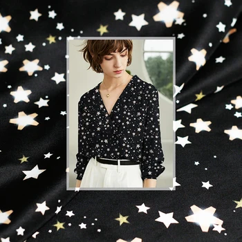 Red Raspberry 12momme Black Stars Printed Silk Crepe de chine 100%Silk Material Women Dress Shirt Cloth Tailor Freeshipping
Red Raspberry 12momme Black Stars Printed Silk Crepe de chine 100%Silk Material Women Dress Shirt Cloth Tailor Freeshipping