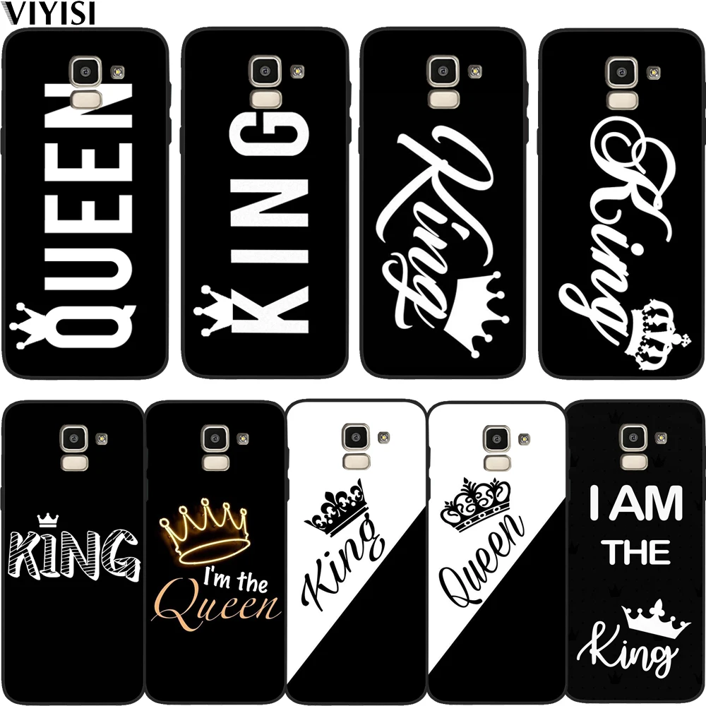 

Case Cartoon Crown Letter King Queen For Samsung Galaxy S10 case S8 S6 S7 S9 J2 J3 J5 J7 J4 J6 J8 2018 Plus Etui Coque Carcasas