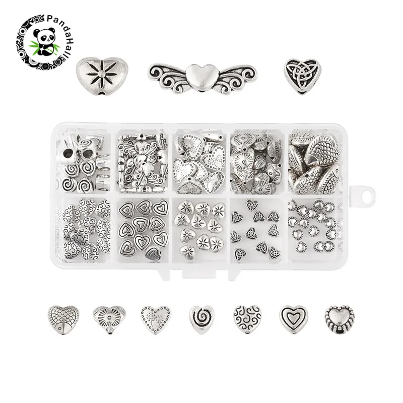 pandahall 1 Box Tibetan Style Heart Shape Alloy Beads for Jewelry Making DIY Bracelets Necklace Antique Silver Mixed Sizes
pandahall 1 Box Tibetan Style Heart Shape Alloy Beads for Jewelry Making DIY Bracelets Necklace Antique Silver Mixed Sizes