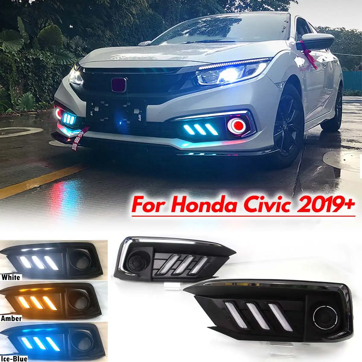 1 Pair LED Fog Light Daytime Running Light DRL Flowing Turn Signal For Honda For Civic 2019 2020 White Amber Ice- Blue Color
1 Pair LED Fog Light Daytime Running Light DRL Flowing Turn Signal For Honda For Civic 2019 2020 White Amber Ice- Blue Color
