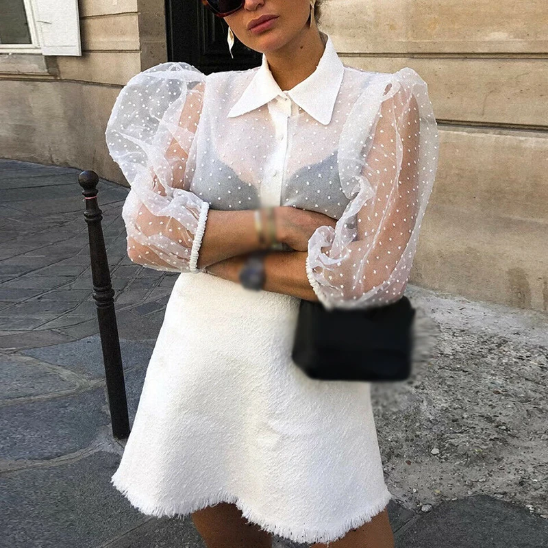 Women Tops Ladies Blouse Party Summer Mesh Casual Fashion Holiday Sheer Stylish Button Down
Women Tops Ladies Blouse Party Summer Mesh Casual Fashion Holiday Sheer Stylish Button Down
