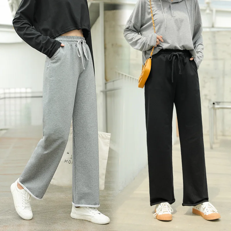 New Spring Autumn Trousers Casual Female Elastic Waist Wide Leg Long Pants Fashion Women Loose Straight Pants Pockets Grey Black
New Spring Autumn Trousers Casual Female Elastic Waist Wide Leg Long Pants Fashion Women Loose Straight Pants Pockets Grey Black