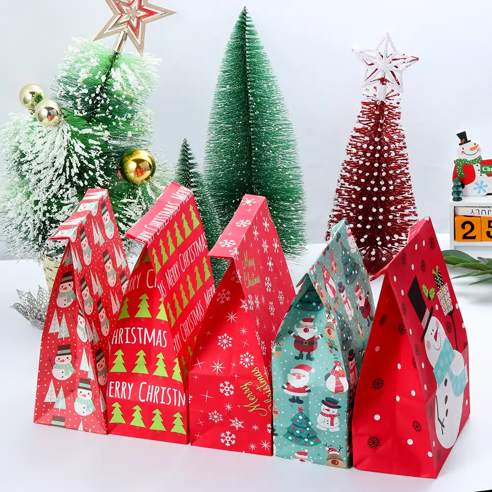 1pc snowflake merry christmas paper bag snowman christmas tree