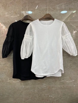 2020 Spring and Summer New Women's Crew Neck Organza Decoration Perspective Mosaic Decoration Wild Solid Color Coat 413
2020 Spring and Summer New Women's Crew Neck Organza Decoration Perspective Mosaic Decoration Wild Solid Color Coat 413