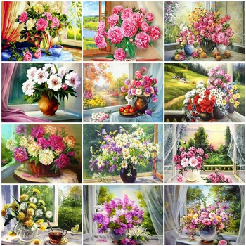 AZQSD Unframed DIY Painting By Numbers Window Flower Acrylic Painting Modern Picture Home Decor For Living Room 40x50cm
AZQSD Unframed DIY Painting By Numbers Window Flower Acrylic Painting Modern Picture Home Decor For Living Room 40x50cm