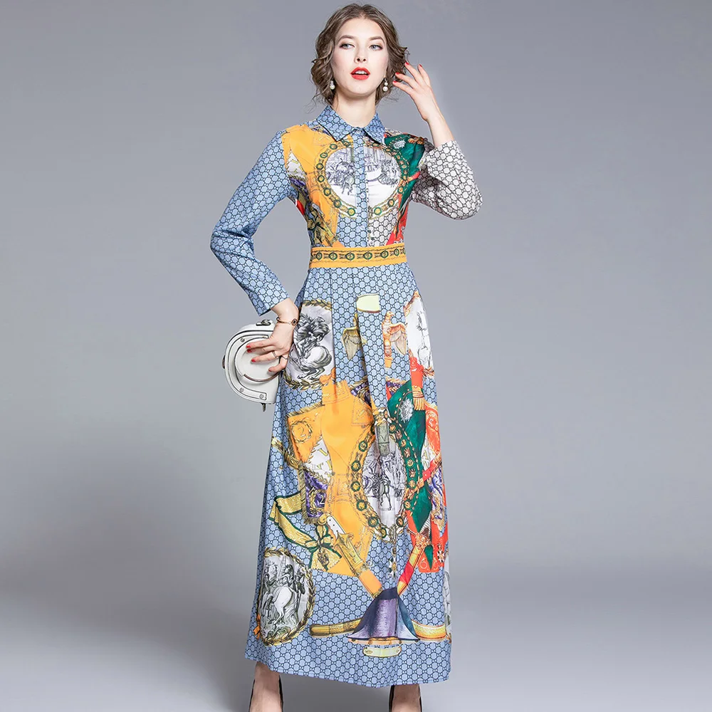 2020 Spring Summer Autumn Runway Floral Leopard Print Turn Down Neck Long Sleeve high Waist Women Casual A-Line Long Maxi Dress
2020 Spring Summer Autumn Runway Floral Leopard Print Turn Down Neck Long Sleeve high Waist Women Casual A-Line Long Maxi Dress