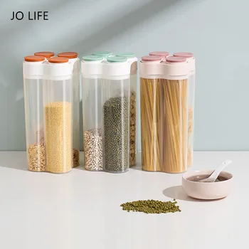 JO LIFE 4 Grid Plastic Cereal Dispenser Refrigerator Grains Food Storage Tank Transparent Sealed Storage Box Kitchen Tools
JO LIFE 4 Grid Plastic Cereal Dispenser Refrigerator Grains Food Storage Tank Transparent Sealed Storage Box Kitchen Tools