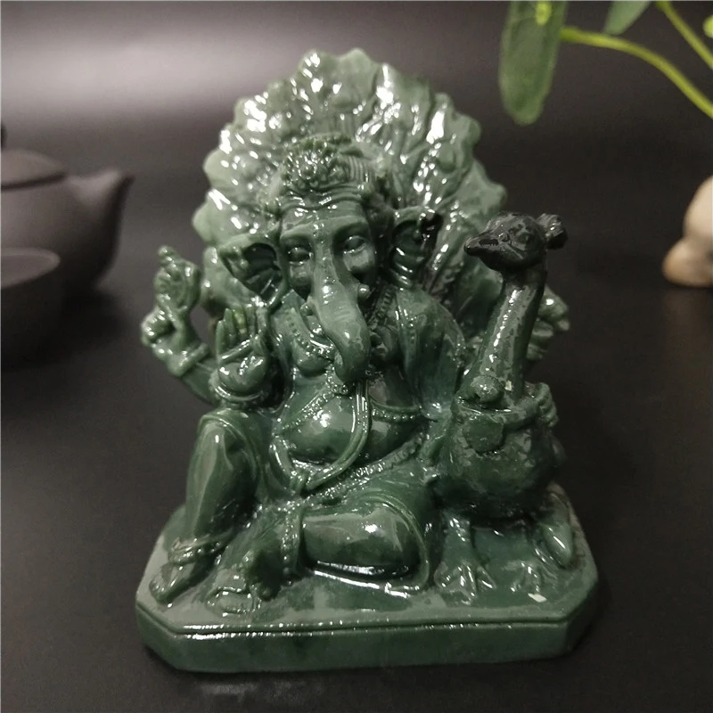 Lord Ganesha Statue Buddha Elephant God Sculptures With Peacock Man-made Jade Stone Crafts Home Garden Decoration Buddha Statues
Lord Ganesha Statue Buddha Elephant God Sculptures With Peacock Man-made Jade Stone Crafts Home Garden Decoration Buddha Statues