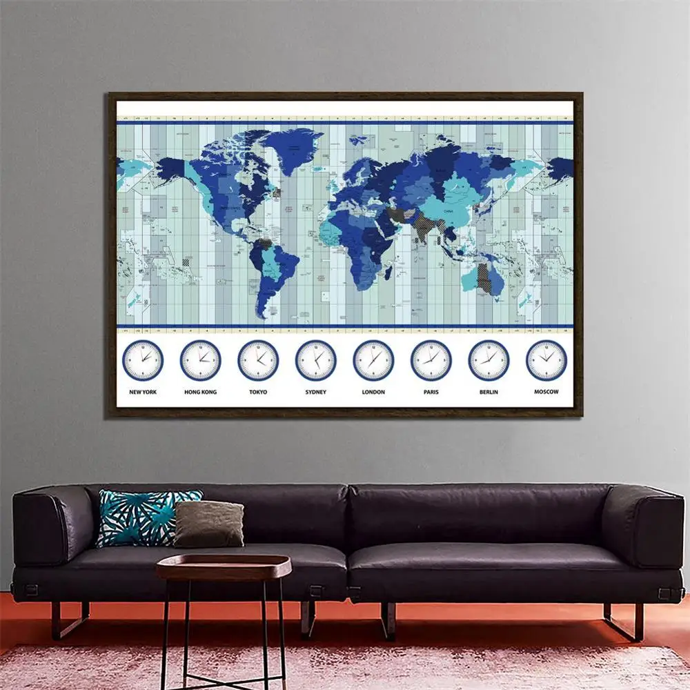 150x225cm The World Map Time zone Map Posters and Prints Culture Education Wall Art Pictures canvas Paintings Home Decor
150x225cm The World Map Time zone Map Posters and Prints Culture Education Wall Art Pictures canvas Paintings Home Decor