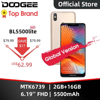 

DOOGEE BL5500 Lite U-Notch Smartphone 6.19 inch MTK6739 Quad Core 2GB RAM 16GB ROM 5500mAh Dual SIM 13.0MP+8.0MP Android 8.1