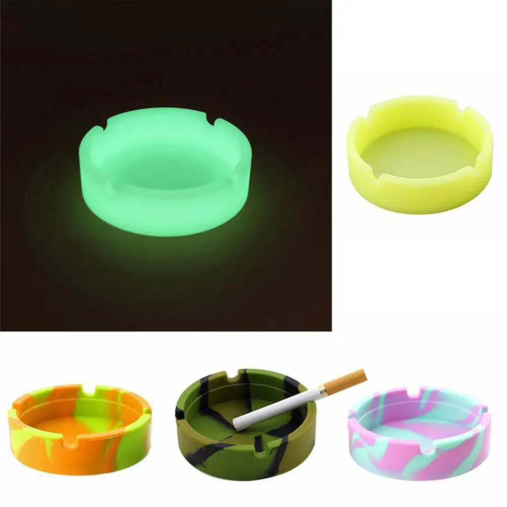 

Multicolor Eco-Friendly Luminous Round Soft Silicone Ashtray Ash Tray Holder Portable Anti-scalding Cigarette Holder