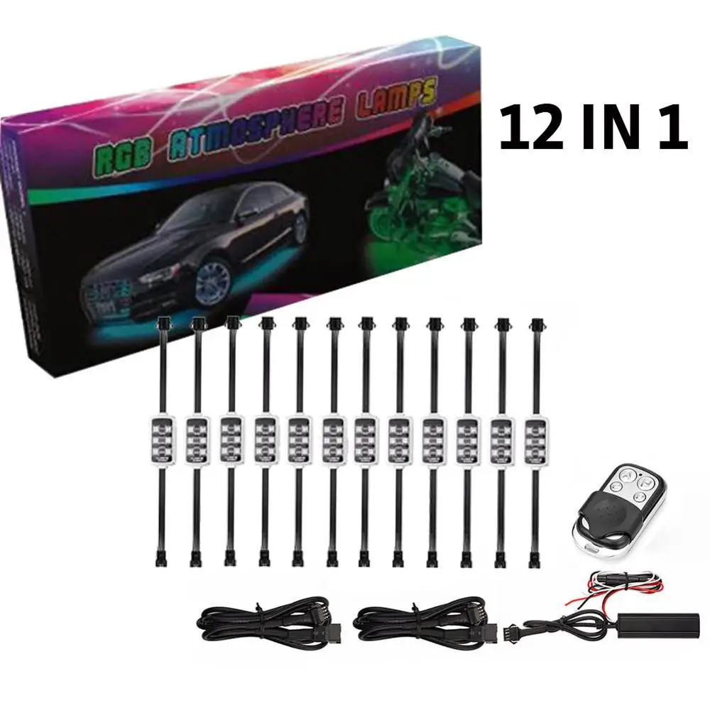 12 RGB 72 LED Smart Brake Lights Motorcycle Car Atmosphere Light with Wireless Remote Control Moto Decorative Strip Lamp Kit
12 RGB 72 LED Smart Brake Lights Motorcycle Car Atmosphere Light with Wireless Remote Control Moto Decorative Strip Lamp Kit