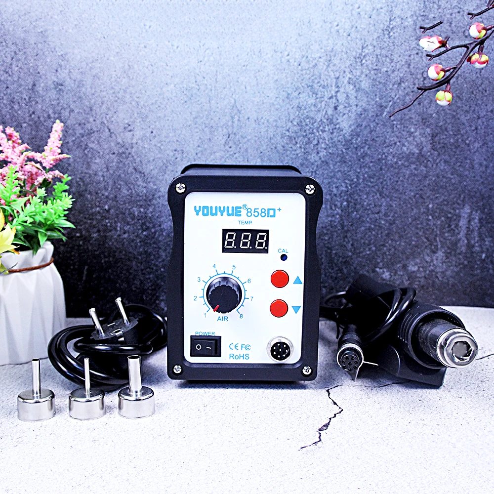 700W Digital Display Temperature Regulating Welding Stand YOUYUE 858D+ Fan Heat Gun SMT Soldering Iron Welding Repair UYUE 858D+
700W Digital Display Temperature Regulating Welding Stand YOUYUE 858D+ Fan Heat Gun SMT Soldering Iron Welding Repair UYUE 858D+