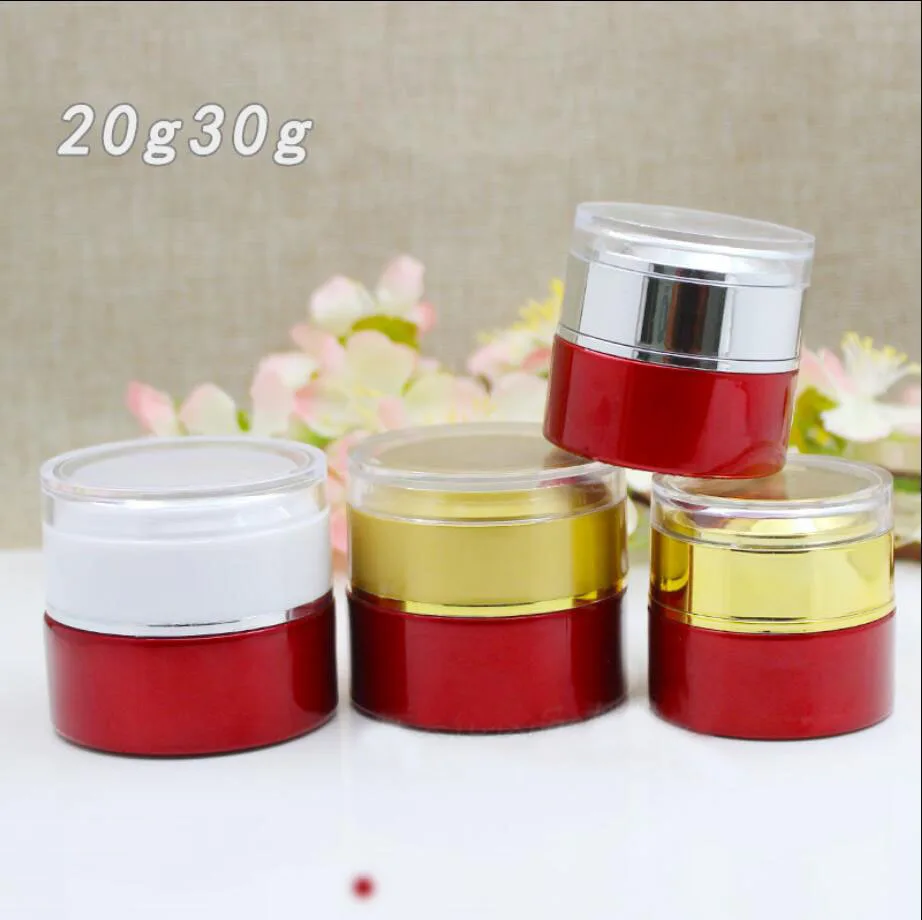 

30G red glass cream jar pot tin eye gel day night cream essence moisturizer wax serum hyaluronic acid skin care cosmetic packing