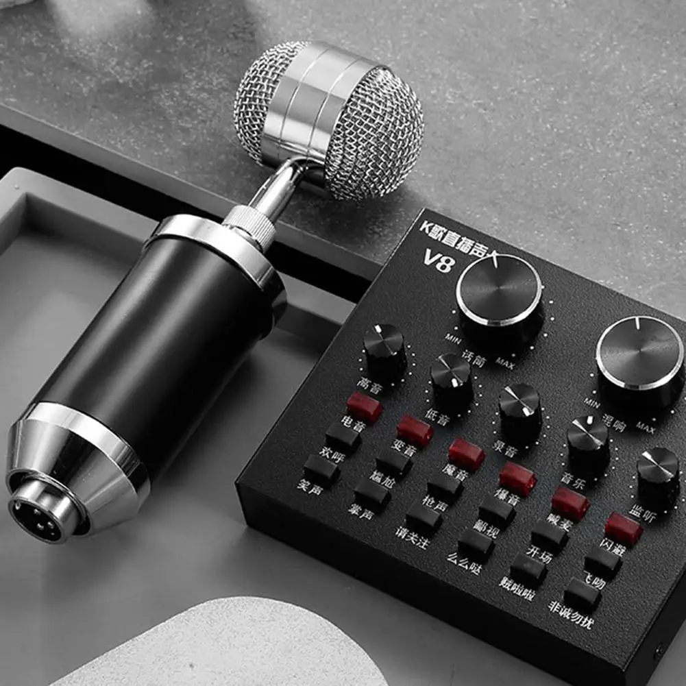 2019 New V8 sound card with microphone set headset microphone K song live streaming sound card for mobile phone PC
2019 New V8 sound card with microphone set headset microphone K song live streaming sound card for mobile phone PC