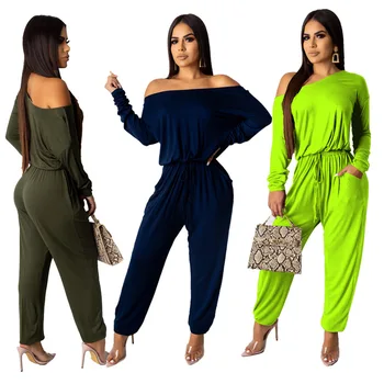 2019 European and American women's autumn new fashion sexy solid color strapless loose tie long sleeve jumpsuit
2019 European and American women's autumn new fashion sexy solid color strapless loose tie long sleeve jumpsuit
