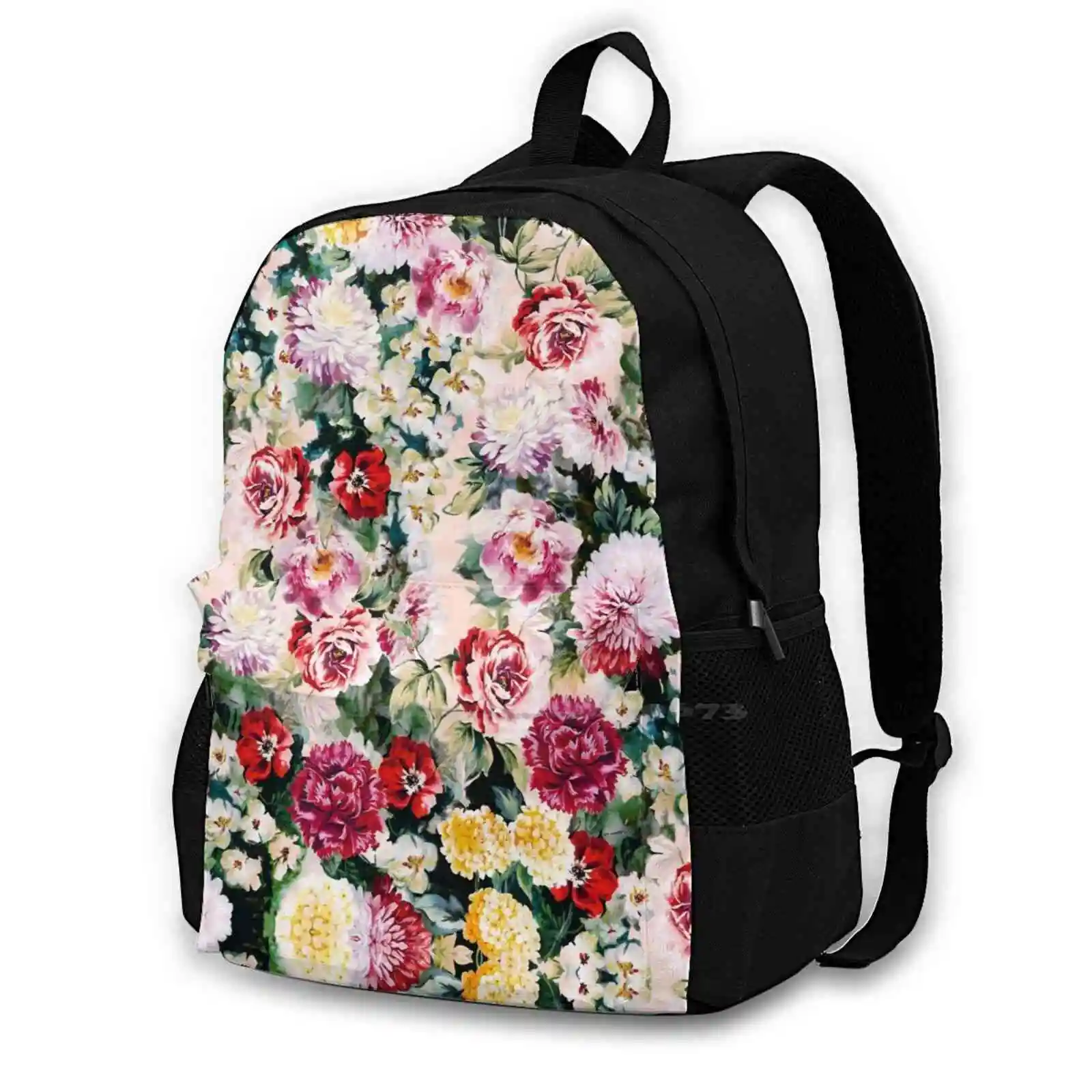 

Watercolor Mix Flowers Pattern Print Large Capacity Fashion Backpack Laptop Travel Bags Flowers Flower Roses Nature Spring