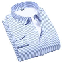 Мужская теплая рубашка AOLIWEN в белую и синюю полоску из 40% хлопка