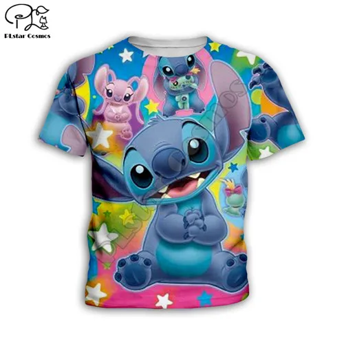 

Kids Sets Summer Suit Stitch Anime Toddler 3D Print tshirt Casual Shorts Children Tops Short Tees Cartoon boy girl t shirts 006