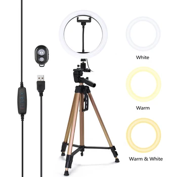 10" Dimmable LED Selfie Round Light Tripod kit Phone Clip Brightness Adjustable Lamp for Live Broadcast Selfie Photography Video
10" Dimmable LED Selfie Round Light Tripod kit Phone Clip Brightness Adjustable Lamp for Live Broadcast Selfie Photography Video