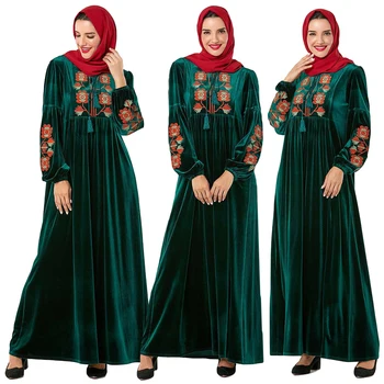 Floral Muslim Women Abaya Velvet Long Sleeve Dress Embroidery Kaftan Jilbab Gown Autumn Winter Robe Party Cocktail Dress Qatar
Floral Muslim Women Abaya Velvet Long Sleeve Dress Embroidery Kaftan Jilbab Gown Autumn Winter Robe Party Cocktail Dress Qatar