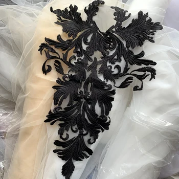 2020 Quality Rayon Black Off White Embroidery Wedding Lace Applique 
2020 Quality Rayon Black Off White Embroidery Wedding Lace Applique