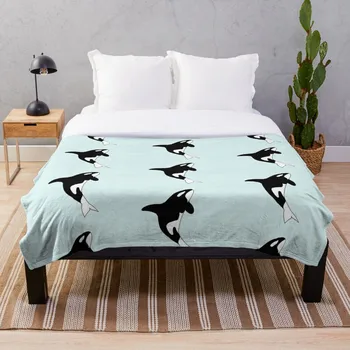 Orca Whale Throw Blanket Soft Sherpa Blanket Bed Sheet Single Knee Blanket Office Nap Blanket