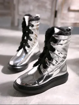 Winter Mental Colors Snow Boots Thick Bottoms Wedges Lace-up Wool Genuine Leather Gothic 2020 Fashion Luxury Brand Women Shoes 
Winter Mental Colors Snow Boots Thick Bottoms Wedges Lace-up Wool Genuine Leather Gothic 2020 Fashion Luxury Brand Women Shoes