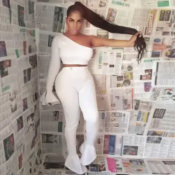 Autumn Women One Shoulder Tracksuit Two Piece Set Casual Flare Sleeve Crop Top Ruffle Bodycon Sweatsuit Pants Suit
Autumn Women One Shoulder Tracksuit Two Piece Set Casual Flare Sleeve Crop Top Ruffle Bodycon Sweatsuit Pants Suit