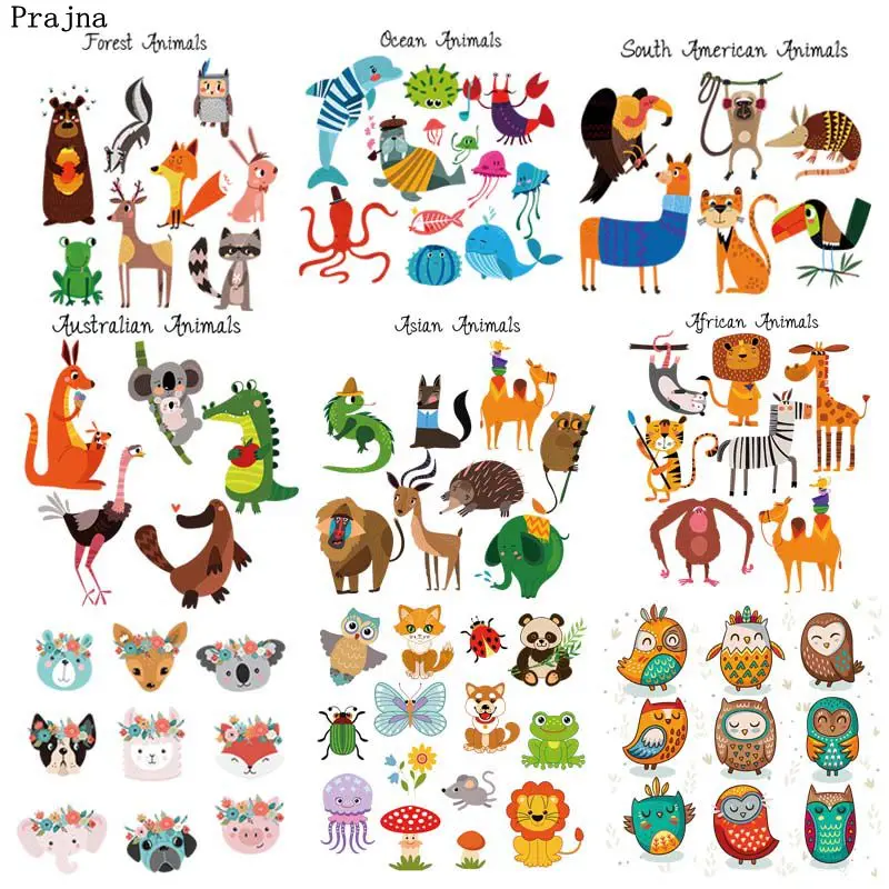 Prajna Cartoon Animals Iron On Transfers Vynil Heat Transfer Panda Owl Ironing Stickers Kids T-shirt Thermal Patches For Clothes
Prajna Cartoon Animals Iron On Transfers Vynil Heat Transfer Panda Owl Ironing Stickers Kids T-shirt Thermal Patches For Clothes