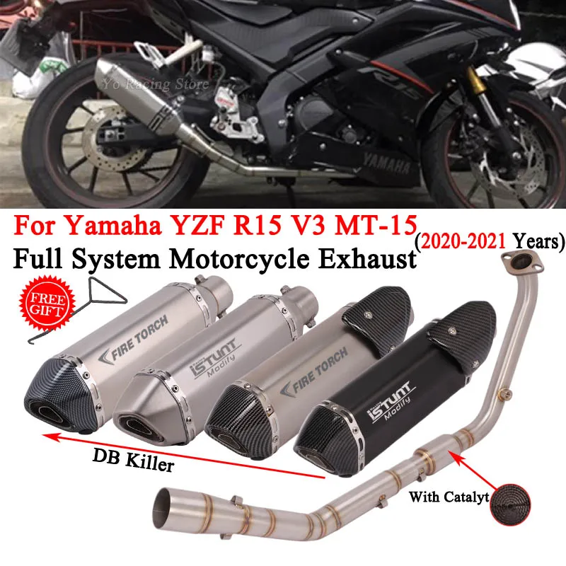 

Motorcycle Exhaust Escape System Muffler Front Link Pipe DB Killer For Yamaha YZF R15 R125 V3 V4 MT15 MT-15 XSR125 MT125 20-21