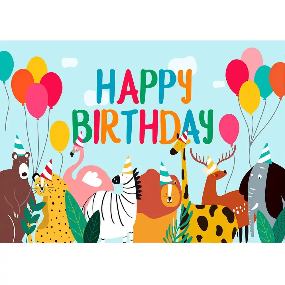 happy birthday banner animal background decor for