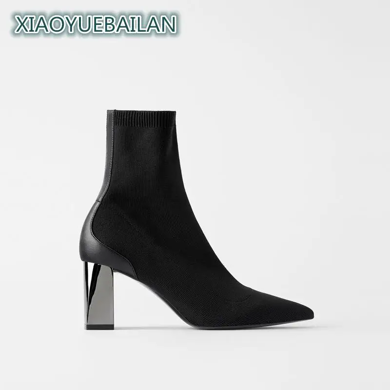 New Women Shoes The Autumn 2019 Black Pointed Metal High Heel Elastic Short Boots Knitting Socks Single
New Women Shoes The Autumn 2019 Black Pointed Metal High Heel Elastic Short Boots Knitting Socks Single