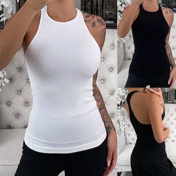 Women Plus Size Blackless Sleeveless Solid O-neck Vest Tank Pullover Tops Shirts 2020 New Sexy Vest camisole камзол 
Women Plus Size Blackless Sleeveless Solid O-neck Vest Tank Pullover Tops Shirts 2020 New Sexy Vest camisole камзол