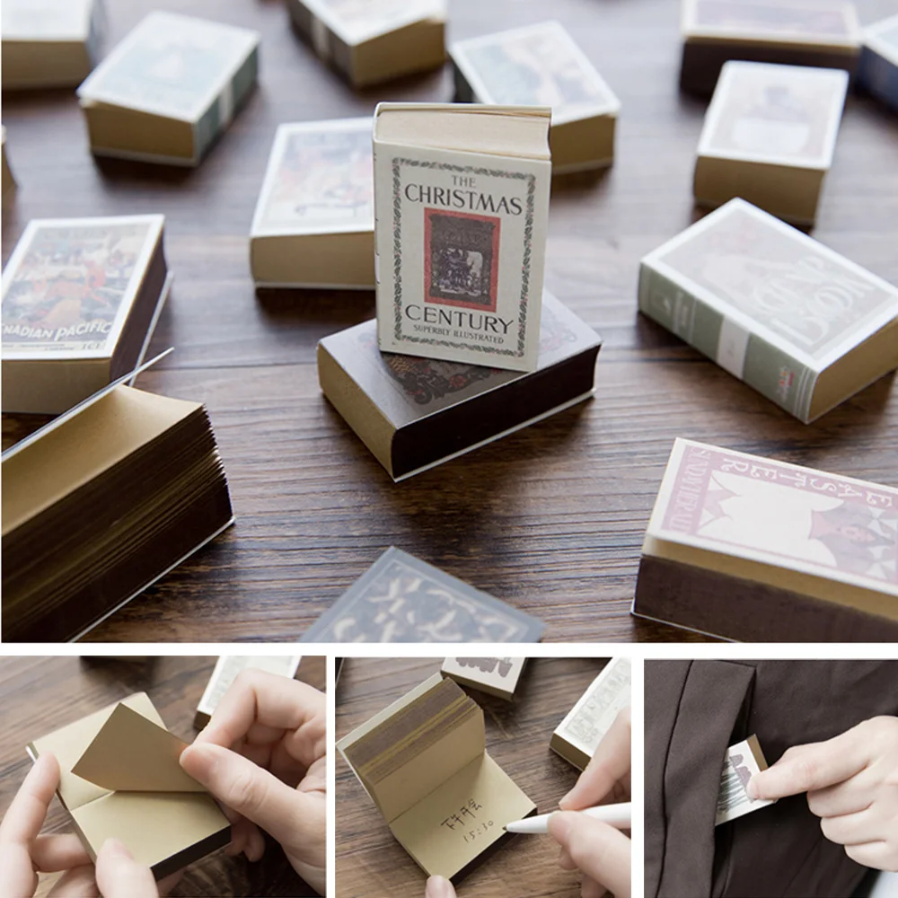 122 Sheets Mini Can Tear Memo Pad Retro Matchbox Notebook Creative Agenda Stationery Notepad Office School Supplies | Канцтовары для
