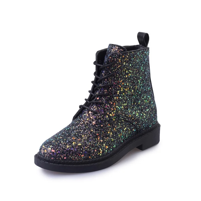 Designers European Women Ankle Boots Heels Female Shoes Woman Autumn Glitter Lace up Boots Casual Bling Pink Black White
Designers European Women Ankle Boots Heels Female Shoes Woman Autumn Glitter Lace up Boots Casual Bling Pink Black White
