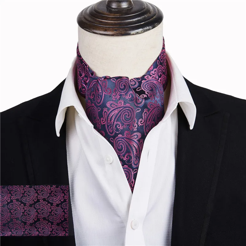 

Ikepeibao Men Luxury Dk Purple Paisley Checked Cravat Silk Dot Floral Ascot Self British Gentleman Polyester Scarf Tie Wholesale