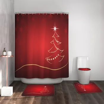 Christmas Print Bathroom Combination Set Shower Curtain + Bath Mat+ Lid Toilet Cover + Toilet Pedestal Rug Four-piece 2020
Christmas Print Bathroom Combination Set Shower Curtain + Bath Mat+ Lid Toilet Cover + Toilet Pedestal Rug Four-piece 2020