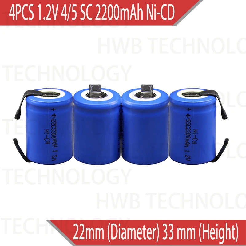 4X Ni-Cd 4/5 SubC Sub C 1.2V 2200mAh Rechargeable Battery with Tab - Blue Color Free Shipping
4X Ni-Cd 4/5 SubC Sub C 1.2V 2200mAh Rechargeable Battery with Tab - Blue Color Free Shipping