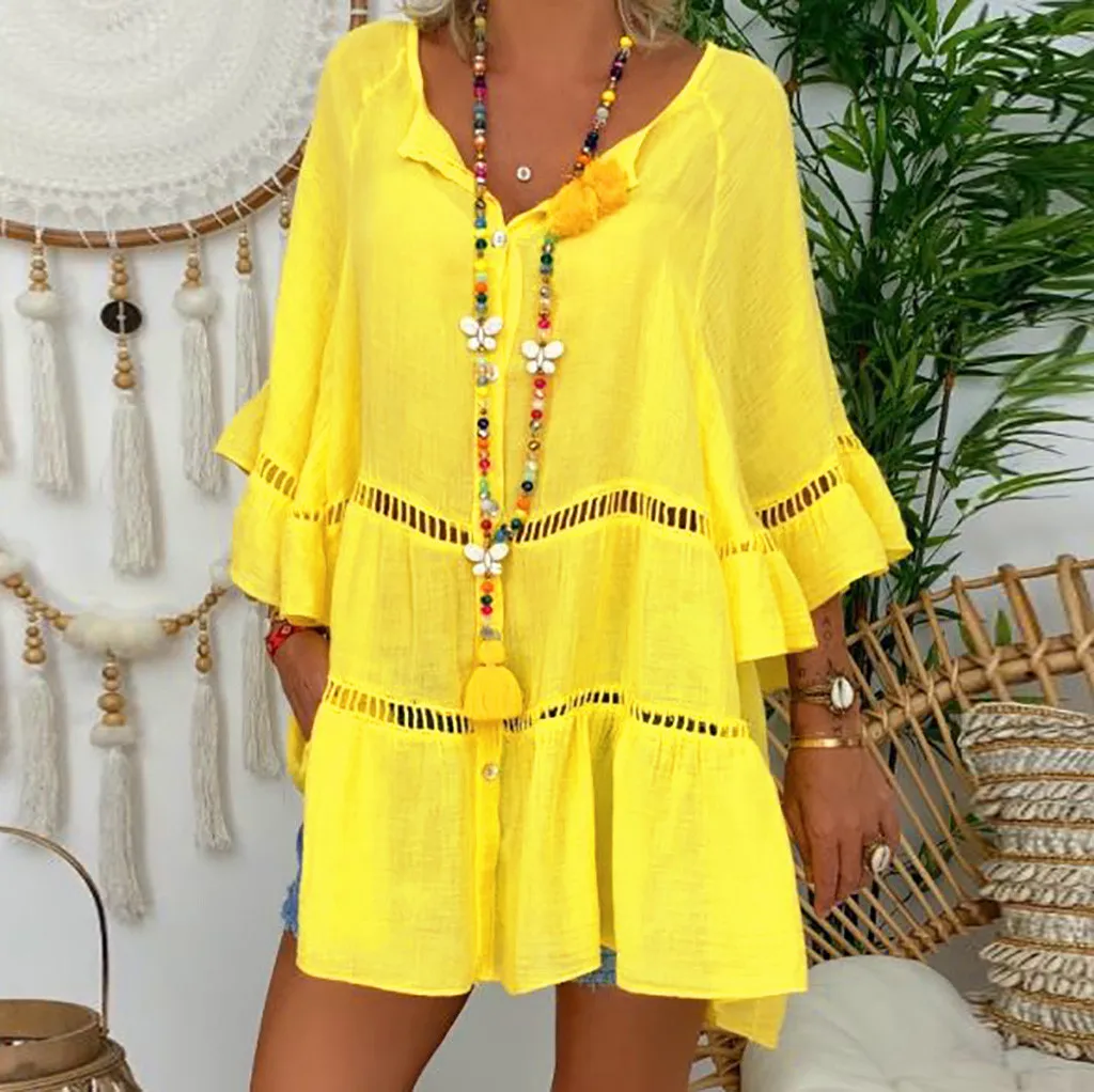 2023 Women's Dress Hollow Out Ruffle Cotton Linen Plus Size Dresses V-neck Flared Sleeves Loose Irregular Pullover Beach Vestido
2023 Women's Dress Hollow Out Ruffle Cotton Linen Plus Size Dresses V-neck Flared Sleeves Loose Irregular Pullover Beach Vestido