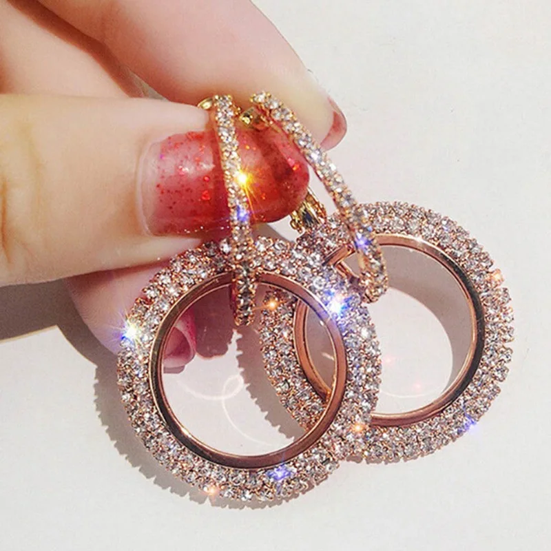 New Style Bling Bling Full Crystal Circle Earrings For Women Luxury Round Shiny Hoop Earrings Party Wedding Jewelry Wholesale
New Style Bling Bling Full Crystal Circle Earrings For Women Luxury Round Shiny Hoop Earrings Party Wedding Jewelry Wholesale
