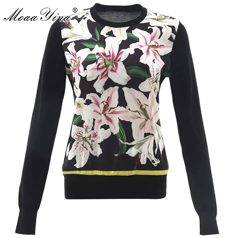 MoaaYina модный вязаный пуловер свитер весенний женский длинный рукав Лилия